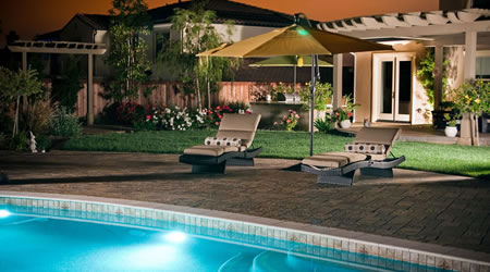 Outdoor Living Spaces w Pool and Firepit